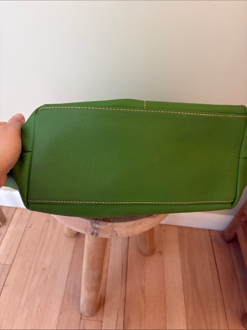 Dooney & Bourke Green Pebbled Leather Crossbody with Brown Trim - Picture 6 of 7